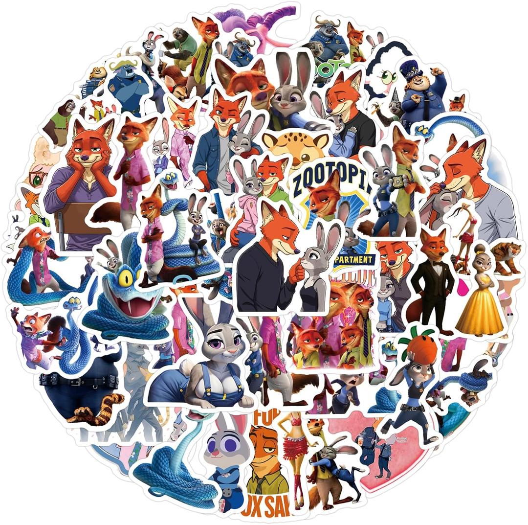 74 Pcs Anime Theme Stickers, Animals Cute Stickers, Movie Sticker Decorative Items Suitable for Tablets, Water Bottles, Refrigerators, Guitars, Scooters, Suitcases, and More