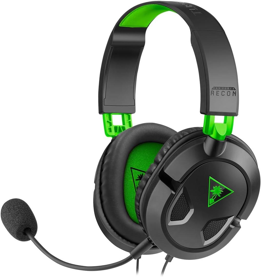 Turtle Beach Recon 50 Xbox Gaming Headset  Officially Licensed for Xbox Series X|S, Xbox One, and Windows PCs with 3.5mm  Also works with PS5, PS4, and Mobile Devices, Removable Mic, 40mm Speakers (Black / Green)