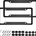 Black License Plate Frame,Universal Aluminum Tag Frame for Front and Rear Car Tags,Number Plate Frame Holder for Men, 2 Packs