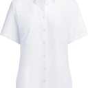 siliteelon Button Down Shirts Short Sleeve for Women Cotton White Oxford Shirts Wrinkle Free Business Dress Shirt Work Office Casual Blouse 3XL