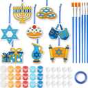 Vansolinne Hanukkah Suncatcher Craft Kit for Kids Chanukah Decorations Window Art Kit for Aged 6+ DIY Stained Glass Paints Suction Cups Included Menorah Dreidel Painting Crafts Gifts Home Decor 24PCS