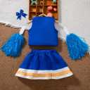 Kids Girls Cheerleader Costumes Halloween Dress Up Role Play Birthday Paty (4-5 Years, Blue)