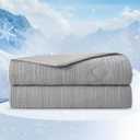 Amlie Home Waffle Cooling Comforter King Size, Q-Max 0.45 Reversible Lightweight Cooling Blanket for Hot Sleepers, Breathable Bedding for Night Sweats, 106"x90", Cool Gray
