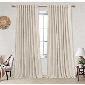 Linen Back Tab Rod Pocket Linen Sheer Curtains for Living Room 52x94 Inches Long, 2 Pack