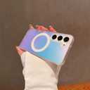 Magnetic for Samsung Galaxy A17 Case Women Girls,[Compatible with MagSafe] [Holographic Iridescent Color Changing Effect] Fashion Slim Cute and Unique Matt Protective Phone Cover