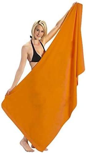 Heavy Weight Jumbo Size Dobby Hem Velour Beach Towel (Orange)