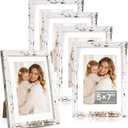 Distressed White 5x7 Picture Frame, Picture Frames 5x7 Wooden Picture Frames with Real Glass, Rustic 5 x 7 Photo Frame for Wall or Tabletop, Display Picture 4x6 with Mat or 5x 7 Without Mat (5 Pack)