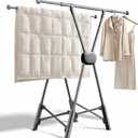 BIREN Clothes Drying Rack Heavy Duty Clothing Racks Extending Laundry Rack Two Drying Modes Garment Racks for Drying Clothes, Adjustable Length from 32-55 Inches for Indoor Outdoor Use (Gray)