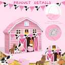 Faccito Pink Farm Piata Bundle Fiesta Piata Set Includes Bat Stick, Barnyard Piata and Blindfold Mask for Farmhouse Country Kids Cinco De Mayo Birthday Party Mexican Piata Game Supplies Decoration