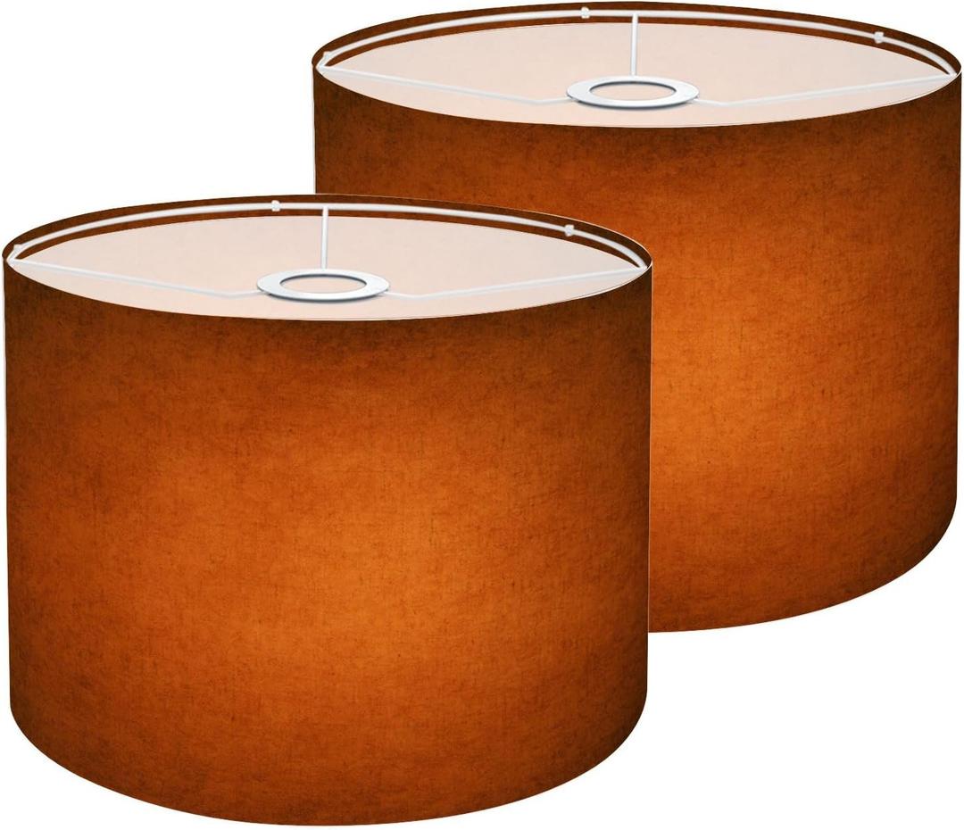 Lamp Shades Set of 2 copper grunge texture orange rust design for Halloween Thanksgiving Drum Lamp Shades for Table Lamps Floor Lamps Pendant Light 8.9"x11"x11" Replacement Large Linen Lampshades (Multi10)