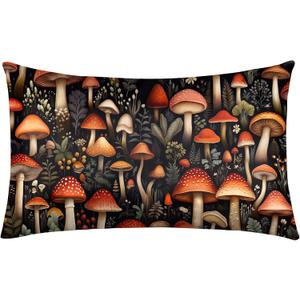 1Pack Microfiber Pillow Case,Floral Print Pattern Pillow Cover with Hidden Zipper,Soft Breathable,Standard Size 20"X 26" Pillow case(20-Mushroom)