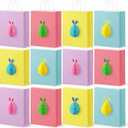 Eaasty 12pcs Easter Paper Egg Colorful Bag with 3D Honeycomb Pattern and Handles Easter Egg Paper Bags Candy Bags for Party Hunt Supplies