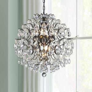 Bestier Modern Pendant Black Chandelier Crystal Raindrop Lighting Ceiling Light Fixture Lamp for Dining Room Bathroom Bedroom Livingroom 6 E12 Bulbs Required D19 in x H21 in