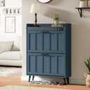 ChooChoo Shoe Storage Cabinet with 2 Flip Drawers, Deodorizing Shoe Organizer Storage for Entryway, Freestanding Hidden Slim Narrow Shoe Rack Cabinet, Blue