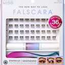 FALSCARA Complete DIY Eyelash Extensions Starter Kit, Bond & Seal, Precision Applicator & 36 Lengthening 10mm-12mm Natural Volume Lash Extension Wisps, Sporty Style & Rounded Shape