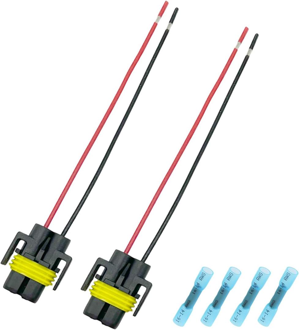 H11 H8 Wiring Harness with Tinned Copper & Teflon Jacket - Headlight Fog Light Pigtail Connector Plug Kit, Low Beam Socket Adapter for H11 H8 LED Bulbs, Automotive Electrical Replacement