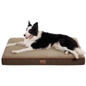 Bedsure Dog Bed for Large Dogs - Orthopedic Waterproof Puppy Beds with Removable Washable Cover, Egg Crate Foam Pet Mat, Suitable for Pet Up to 65 lbs (36.0"L x 27.0"W x 3.0"Th, Brown)