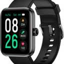 Smart Watch, Fitness Tracker with 45mm Touchcreen, Heart Rate Monitor, Blood Oxygen, Sleep Tracking Fitness Watch IP68 Waterproof Smartwatch for Women Men Compatible with Android iOS (Black)