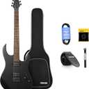Donner Solid Body Electric Guitar, Matte Finish 39 Inch Metal Electric Guitar Beginner Kits with Bag, Strings, Strap, Cable, Strings Dampener for Rock Music Lover, DMT-100 (Matte Black)