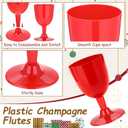 Mimorou 25 Pcs Red Plastic Wine Glasses for Wedding 5.4 oz Small Disposable Goblets with Stem, Unbreakable Plastic Drinking Glasses Drinkware Cup for Wedding Birthday Mother's Day Party Supplies
