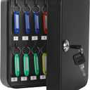 KYODOLED Key Cabinet Wall Mount, Locking Key Box Organizer, Key Lock Box with Key, Key Holder Lock Box for Wall, 20 Key Hooks & Tags Key Lab,7.8"x6.3"x3.14" Black