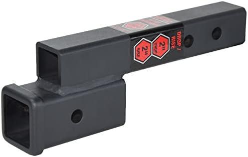 TOPTOW Trailer Receiver Hitch Extender Adapter 2" Drop/Riser, 7" and 9" Extension Length, 2" Shank, 7500lbs Towing Capacity, Matte Black