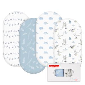 Gllquen Baby Bassinet Sheets 4 Pack, Breathable Cozy Fitted Mattress Sheet, Elastic Travel Crib Fashionable Pattern, Standard Cradle Safe Sheets for Babys Boy Girls 32"x16" (Pigeon)