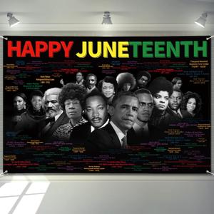 Juneteenth Decorations Happy Juneteenth Banner 72" x 48" African American Independence Day Freedom Famous People Banner for Classroom, Party Supplies, Photography Background, Home Decor