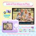 Instant Print Camera for Kids, Christmas Birthday Gifts for Girls Boys Age 3-12, TYPONOS Kids Cameras, Portable Toy Camera for 3 4 5 6 7 8 9 10 Year Old Girl with 32GB SD Card, Purple, 1 Count