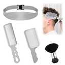 Fade Comb for Men-4PCS Fade Guide for Men Haircut Kit Includes Silicone Haircut Band,Barber Comb and Hairdressing Brush,Self Hair Cutting Tools for Home & Salon Use(Gray Hairband)