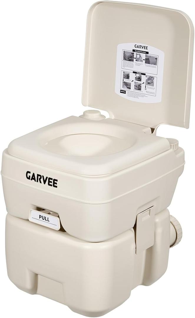 5.3 Gallon Portable Toilet for Camping, with Carry Bag & Detachable Tank, Ideal for Boat, Truck & RV Use, Beige