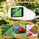 1000X Handheld Digital Microscope for Kids with 2.0" IPS Screen, Outdoor Gifts Portable STEM Science Lab Toy, Rechargeable Pocket Microscope Educational Gift for Boys & Girls Age 4-6 8-12, White