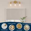 Bathroom Vanity Light Fixtures, 3-Light Brushed Gold Wall Sconce with Clear Glass, Modern Vanity Lights Over Mirror for Bathroom, Kitchen, Living Room, Mirror, E26 Base(Bulbs Not Included)