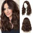 BUPPLER Wig 18 Inch Medium Length Wigs for Women Middle Part Synthetic Hair Wavy Wig with Upgraded Strands, Natural Hair Wigs for Daily Party/Halloween Use 18Inch,Dark Brown Highlight