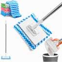 Cloth Changing Mini Mop, Hands Free Small Mop with 4-Section Handle, 3 Length Options 27.6/39.4/51.2 in, Zero-Touch Design for Kitchen, Bathroom, Windows & Corners, Wet & Dry,(10 Reusable Cloths)
