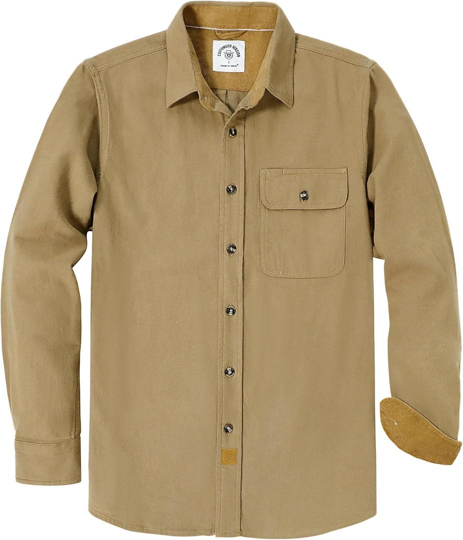 Dubinik 6 oz Flannel Shirt for Men Long Sleeve Casual Button Down Brushed 100% Cotton Shirt (Large)