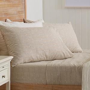 Great Bay Home 4-Piece Full Size Stripe Microfiber Sheet Set - Ultra-Soft, Brushed Bedding Sheets & Pillowcases - Wrinkle Free, Comfortable, All-Season Bed Sheets (Taupe).