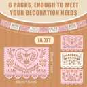 TaoBary 6 Pack Pink and White Papel Picado Baby Shower Party Decorations 118 Feet Cielito Lindo Baby Shower Party Banners Cinco De Mayo Papel Picado Fiesta Banner for Mexican Wedding Birthday