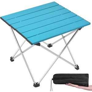Grope Small Folding Camping Table with Aluminum Table Top, Beach Table for Sand with Carrying Bag,Prefect for Outdoor,Picnic,BBQ,Cooking,Festival (Blue)