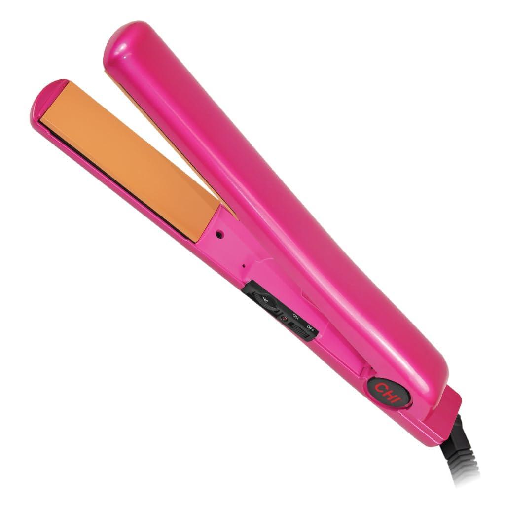 CHI Tourmaline Ceramic Flat Iron Hair Straightener 1", Professional Hair Styling Tool for Silky Smooth Hair, Frizz Control & Curling, Pure Pink 1" Plates