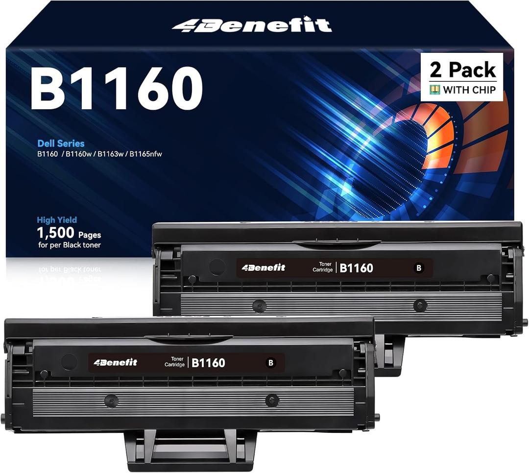 Replacement Compatible Toner Cartridge Replacement for Dell B1160 Laser Printer B1163w, B1165nfw, B1160, B1160W (2-Pack)