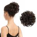 BARSDAR 100% Human Hair Bun Extension - Real Human Hair Dark Brown Messy Bun Scrunchie for Women - Elastic Wavy Brown Updo Extensions Thick Soft Fluffy Natural Looking Chignons Hairpieces Daily, 2#