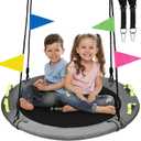 HeyZoo Tree Swing, Saucer Swing 40 Inch for Kids, 900lbs Weight Capacity, with Adjustable Hanging Straps, for Backyard and Outdoor Playground, Gray