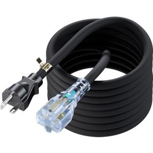 25-Feet (7.65 Meter) Long 20 Amp-250 Volt Nema 6-20P Extension Cord, 12AWG Nema 6-20 Heavy Duty Extension Cable, Nema 6-15/20R T-Blade Cord with Red Indicator Light