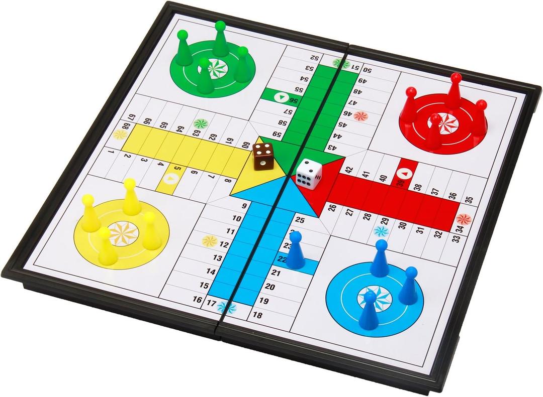 Amerous 10" Ludo Go Board Folding Travel Magnetic Ludo Set