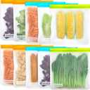 Reusable Gallon Food Storage Bags - 10 Pack Reusable Gallon Freezer Bags, Extra Thick Leakproof Silicone & Plastic Free Reusable Lunch Bag for Marinate Meats, Sandwich, Snack, Travel (A1.Orange/Blue/Yellow)