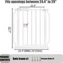24-29 Inch Narrow Baby Gate, Pressure Mounted No Drilling Dog Gate for Stairs & Doorways, White Metal Safety Gate Indoor for Kids and Pets