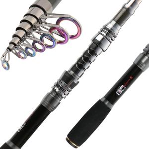 Sougayilang Fishing Rod Reel Combo with Telescopic Fishing Pole Spinning Reel Carrier Bag for Travel Saltwater Freshwater Fishing (2.1M/6.89FT)