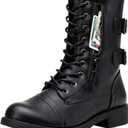 Vepose Women's Combat Boots Low Heel, Mid Calf Military Boots with Card Knife Wallet Pocket (9)