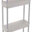 Sooyee 4 Tier Slim Storage Cart Mobile Shelving Unit Organizer Slide Out Storage Rolling Utility Cart Tower Rack for Kitchen Bathroom Laundry Narrow Places, Plastic & Stainless Steel, White